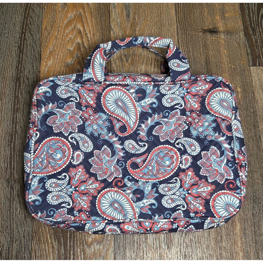 Bagsmart Hanging Toiletry Bag Quilted Paisley Travel Organizer Blue Red Large